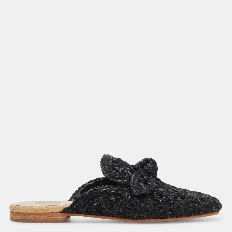 Sabor Flats Onyx Raffia