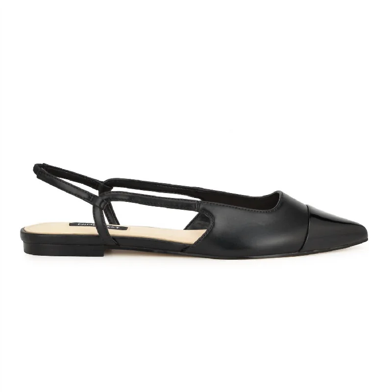 Women's Babee Pointy Cap Toe Flat In Black