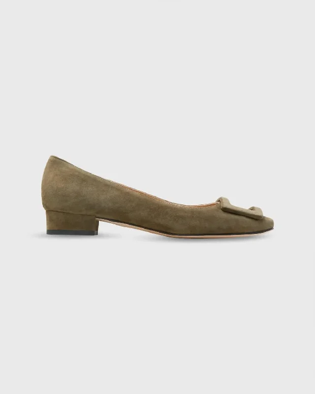 Women's Buckle Shoes In Military Suede