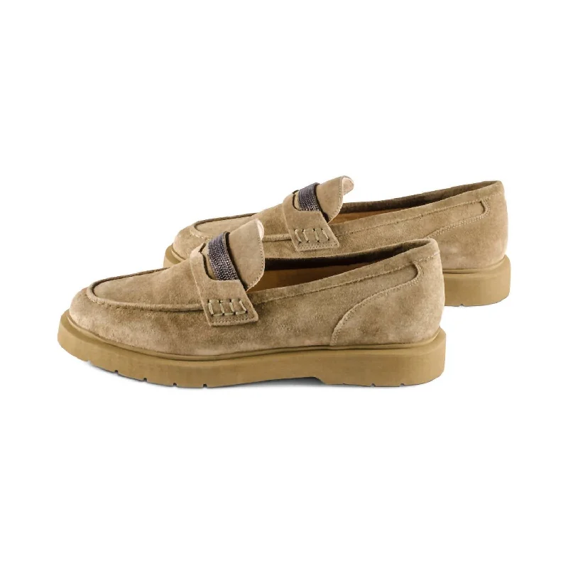 Women's Kimmo Suede Slip On In Khaki