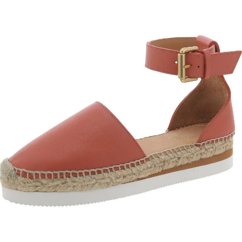 Womens Leather Flat Espadrilles