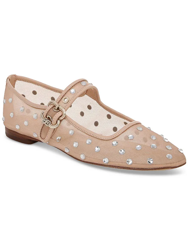 Womens Rhinestone Flat Mary Janes